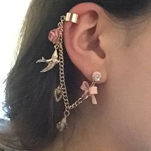 SOLD Rose Gold And Pink Earcuff Earring Set